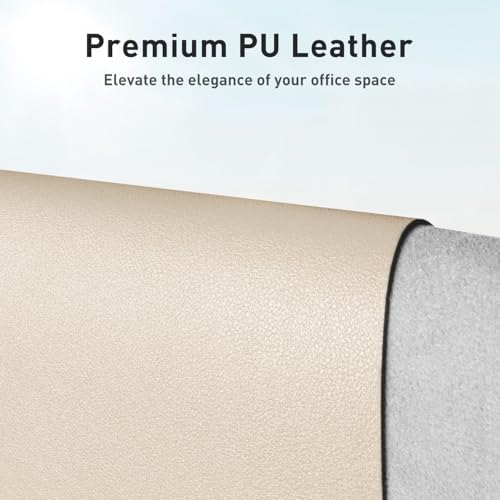 Aothia Faux Leather Desk Mat - Non-Slip PU Leather Desk Blotter, Waterproof Writing Surface, Large Desk Pad for Office & Home (Beige, 55" x 17") - Image 2