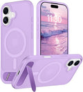 Temdan Designed for iPhone 17 Case, [Built-in Invisible Kickstand][Compatible with MagSafe][Military Grade Shockproof] Slim Translucent Matte Phone Case 6.3 inch (Light Purple) by Temdan