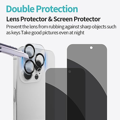 PEHAEL for iPhone 15 Pro Max Privacy Screen Protector+Camera Lens Protector - Image 6