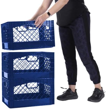 Plastic 24-Quart Rectangle Milk Crate Storage with Handles, 3-Pack - Image 2
