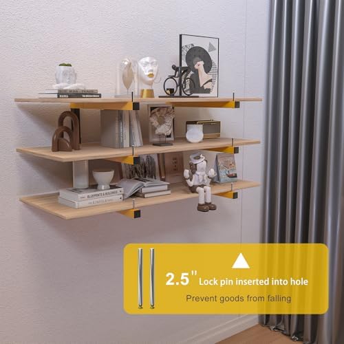 4 PACK Lumber Storage Rack Wall Mount Wood Organizer Storage Racks Heavy Duty Shelf Brackets with 6-Level System 720 LB Sturdy Folding Garage Wall Shelving, Snowboard Rack for Indoor and Outdoor - Image 5