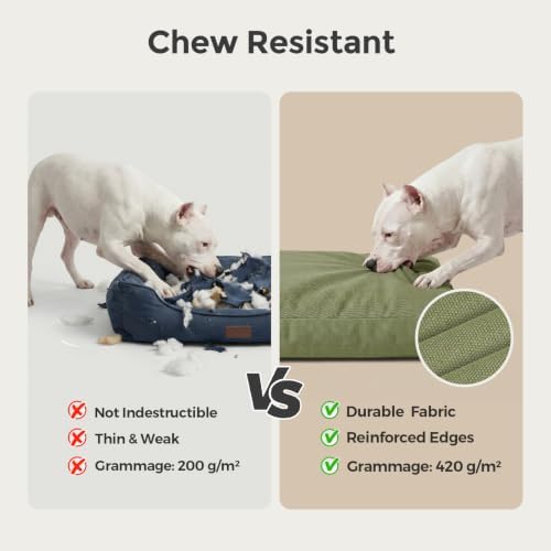 Sytopia 42 Inch Indestructible Dog Bed for Extra Large Dogs, Durable Canvas Chew Proof Dog Bed with Waterproof Machine Washable Removable Cover, Indoor Outdoor Patio Pet Pad for Crate, Green - Image 2