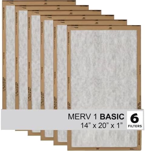 Filtrete 14x20x1 Air Filter, 3M MERV 1 HVAC AC Furnace Filter Replacement, 6-Pack (Actual Size 13.81x19.81x0.88 inches) by Filtrete
