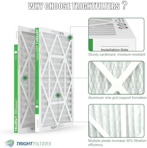 TRIGHTFILTERS 16x20x1 Air Filter 6 Pack, Durable MERV 8 Pleated Home HVAC AC Furnace Filters, Lightweight Compact Air Conditioner Filter Replacement - Image 3