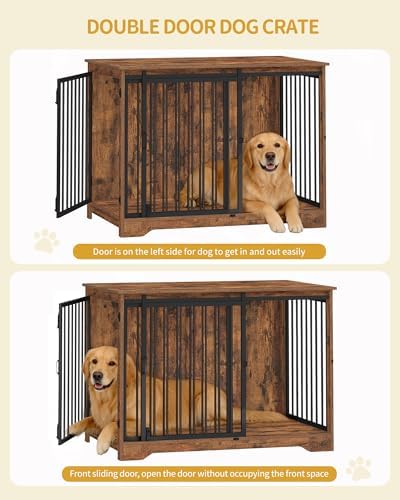 Hzuaneri 43.3" XL Dog Crate Furniture Indoor Dog Kennel with Barn Door - Image 4