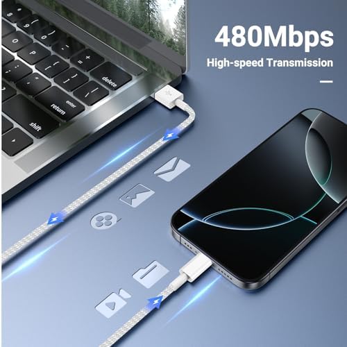 Car Carplay Cable for iPhone 17 16 15 Pro Max, 2Pack [3.3FT+6FT] USB A to USB C Cable Fast Charging, USBC Charger Cord Braided for iPhone 17/16/15 Pro Max/Pro/Plus, for iPad Pro 12.9/11,/Air 5th/4th - Image 5