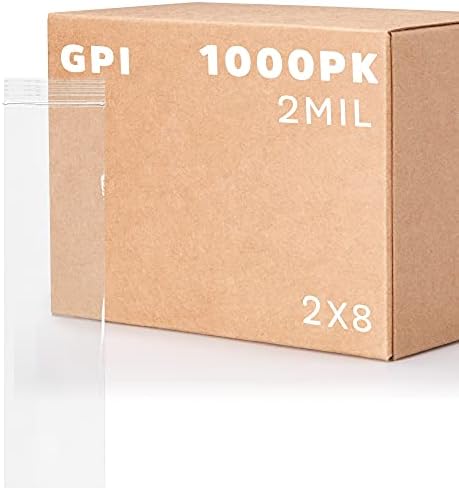 2" x 8" Zip Bags, 1000 Pack, 2 Mil, Reclosable for Incense Packaging, GPI by GPI