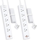 2 Pack Surge Protector Power Strip, 5AC&1A2C, 10FT Flat Plug Extension Cord by HOPOW