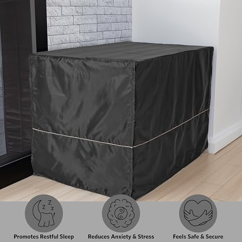 MidWest Homes for Pets XL Dog Crate Cover, Black Polyester Privacy Kennel Cover Fits Most 48-inch Crates, Machine Washable, Reduces Barking & Chewing - Image 3