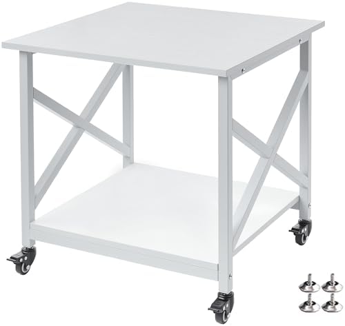 Fannova White 3D Printer Stand, Large Printer Table with Storage Shelf by Fannova
