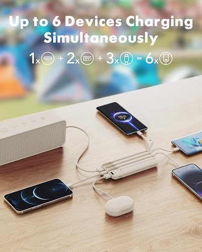 charmast 10000mAh Power Bank Portable Charger with 4 Built-in Cables - Image 3