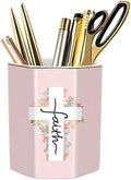 Pen Holder for Desk, Cute Ceramic Pencil Holder, Pen Cup Marker Holder Makeup Brush Holders, Desk Accessories & Workspace Organizers for Office, Home, Religious Style by WAVEYU