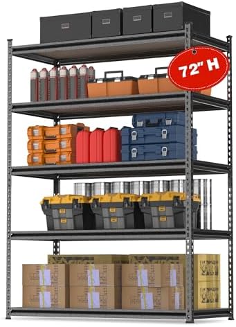 WORKPRO 5-Tier Adjustable Metal Shelving, 36”Wx18”Dx72”H,4000LBS Capacity by WORKPRO