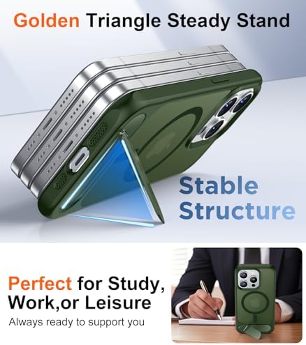 Temdan Magnetic Compatible with iPhone 15 Pro Case, [Built-in Invisible Kickstand][Compatible with MagSafe][Military Grade Shockproof] Slim Translucent Matte Phone Case for iPhone 15 Pro 6.1" - Image 4