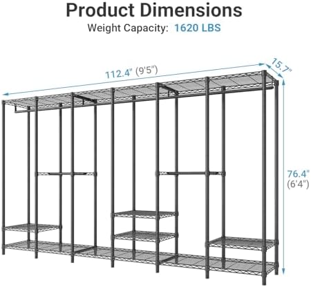VIPEK V60 Extra Large Portable Garment Rack for Bedroom, Black - Image 4