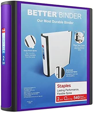 Staples Better 2-Inch 3-Ring Binder, Purple, Heavy-Duty by Staples