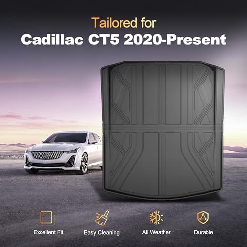 Cargo Liner Compatible with Cadillac CT5 CT5-V 2020-2025 2026 Weather-Resistant Trunk Mats for Cars with Raised Lip Non-Slip Car Rear Trunk Mat Tray Pad Boot - Image 2
