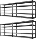 REIBII 78" H Storage Shelves, Garage Shelving Heavy Duty Load 3000LBS, Adjustable Garage Shelving, 5 Tier Metal Shelves Unit for Storage Rack, Basement, 55" W x 26" D x 78" H, Black, 4 Pack by REIBII