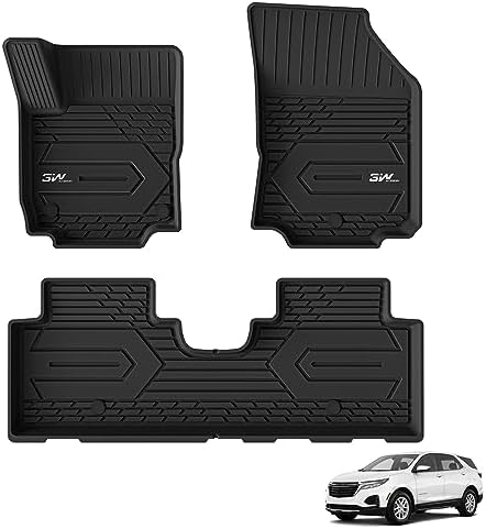 3W 2018-2023 2024 Chevy Equinox Floor Mats/GMC Terrain Floor Mats, TPE All Weather Custom Fit for Chevrolet Equinox/GMC Terrain Denali Accessories 1st and 2nd Row Full Set Car mats by 3W