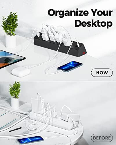 Desk Clamp Power Strip, 4 AC Outlets 4 USB Ports, Fit 1.7'' Tabletop Edge - Image 4