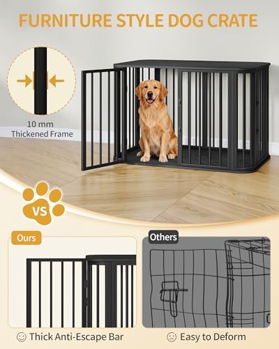 Hzuaneri 39.4'' L Dog Crate Furniture, Wooden Dog Kennel Indoor Dogs Cage - Image 6
