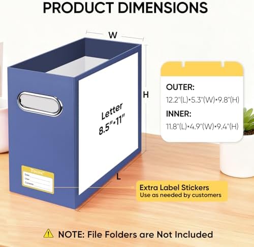 BALEINE 4PK File Organizer Box, Cardboard File Folder Organizer with Handle - Image 3