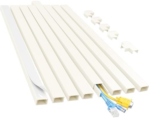 Yecaye Cord Covers for Wires on Wall, 113in, W0.95in H0.55in, Beige by Yecaye