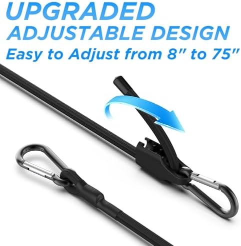 SDTC Tech 72 Inch Adjustable Bungee Cords with Carabiner Hooks - Image 3