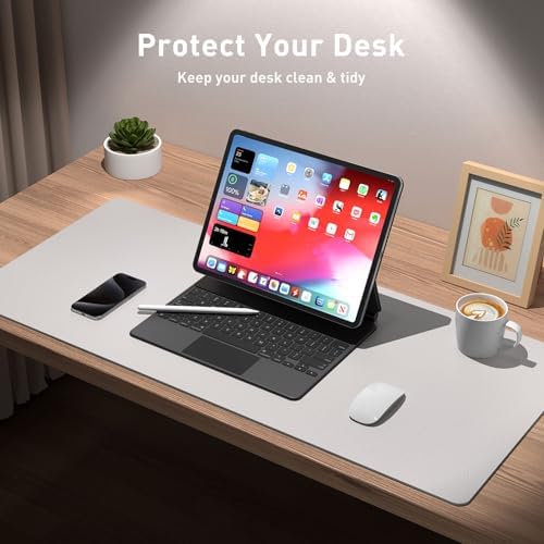 Aothia Large PU Leather Desk Pad Protector – Non-Slip Mouse Pad & Writing Mat for Office/Home, Waterproof, Easy to Clean (23.6" x 13.7", Pale Lavender White) - Image 4
