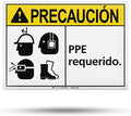 TRADESAFE Spanish Caution PPE Required Sign, Aluminum PPE Safety Signs by TRADESAFE