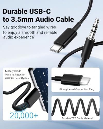 Seulliya USB C to 3.5mm Audio Aux Jack Cable, Aux Cord for iPhone, Type C to 3.5mm Headphone Car Stereo Cord Compatible with iPhone 17/16 Plus /15 Pro Max, Samsung Galaxy S23 S22 Note 20 2Pack - Image 3