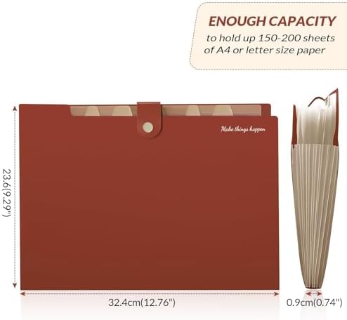 SKYDUE File Folder with Labels, Accordion File Organizer with 8 Pockets, Portable Document Organizer, A4 Letter Size, Paper Organizer for Office, Brown - Image 5