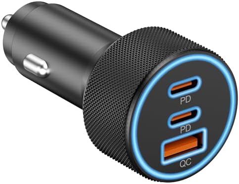 Car Charger USB C, 3 Port 67W Dual USB-C & USB-A Car Phone Charger Adapter by KENHAO