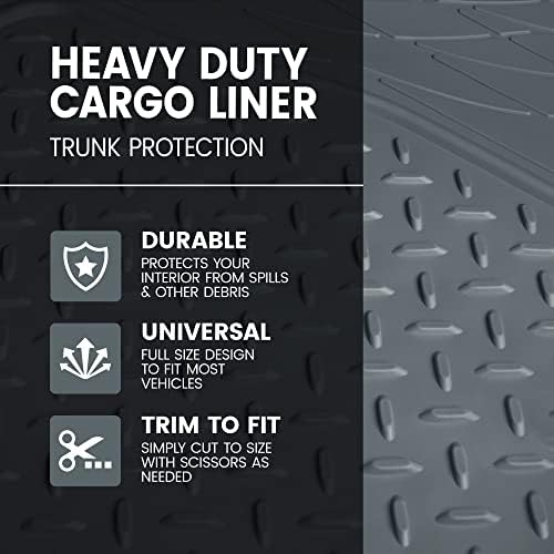BDK Heavy Duty Rubber Cargo Mat Liner - All-Weather Trunk Protection, Trim-to-Fit Design for Cars, SUVs, Vans & Trucks - Non-Slip, Waterproof, Durable Cargo Floor Liner - 46" x 56.75" x 0.25" - Gray - Image 2