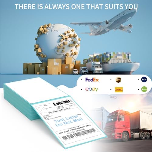 9527 Product Fanfold 4 x 6 Direct Thermal Labels with Blue Background Paper Perforated Shipping Labels for Thermal Printers, 100 Label per Stack, 1 Stack - Image 7