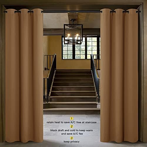 NICETOWN Door Curtain for Doorway Privacy, Curtains 132" Length, Room Divider Curtain Cover, Blackout Temporary Insulated Closet Curtain for Bedroom Closet (Gold Brown, 1 Panel, 11ft Tall x 5ft Wide) - Image 2