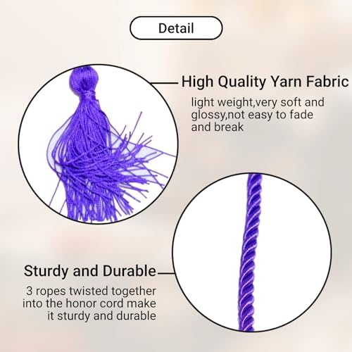 Graduation Honor Cords, 68" Long (Purple) - Image 2