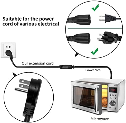 Miady Flat Plug Extension Cord 1 Ft, 90 Degree Plug Adapter, 3 Prong Grounded Wire Short Angle Power Cable Black ETL Listed (2-Pack, 13 Amp, 125 Volts, 1625 Watts) - Image 6