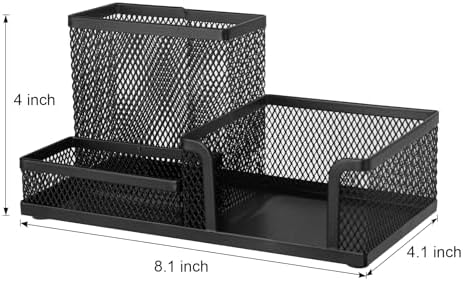 Comix 2 Packs Mesh Pen Holder, Desk Organizer for Home Office, Black - Image 3