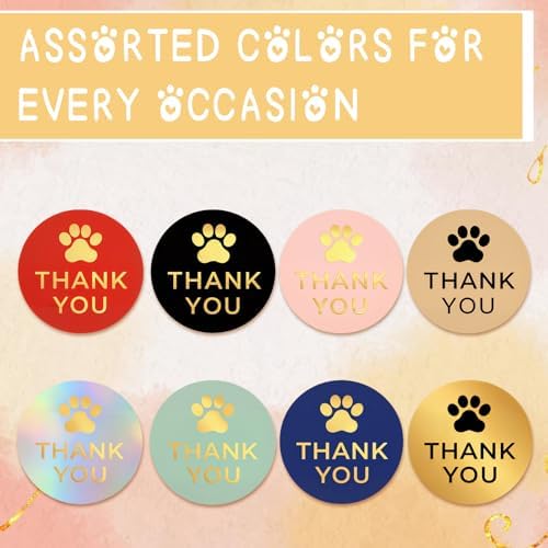 500 Pcs Thank You Dog Stickers Dog Paw Print Thank You Stickers for Shipping Mailers, Bags, Boxes, Tags, Greeting Cards, Present for Sealing and Decoration(Gold) - Image 4