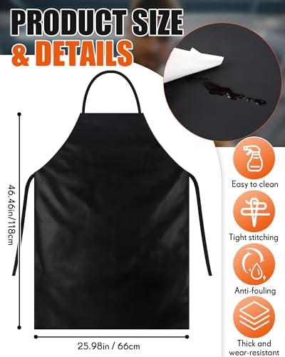 Shyyween 4 Pcs Safety Face Shield with 46.5" Waterproof Rubber Apron Set for Chemical Protector Work Grinding Cutting PC Full Impact Resistant Safety Mask for Men Cleaning Industrial Heavy Duty Work - Image 4