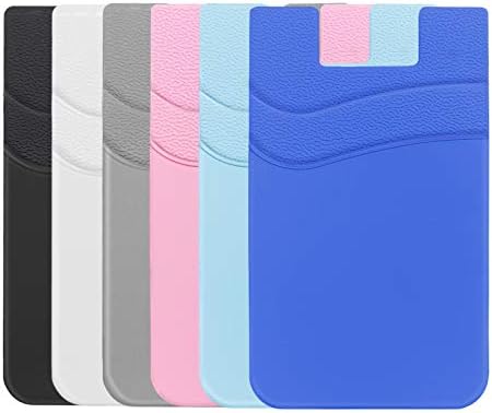 SS Phone Wallet Stick On, Adhesive Phone Card Holder Credit Card Stick on Wallet 2 Pocket Sleeve Suitable for iPhone, Samsung, Most Smartphones 6 Pack by SS