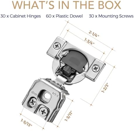 Soft Close Hinges for Kitchen Cabinet Hinges, 1-1/4 Inch Overlay, 30 Pack - Image 7
