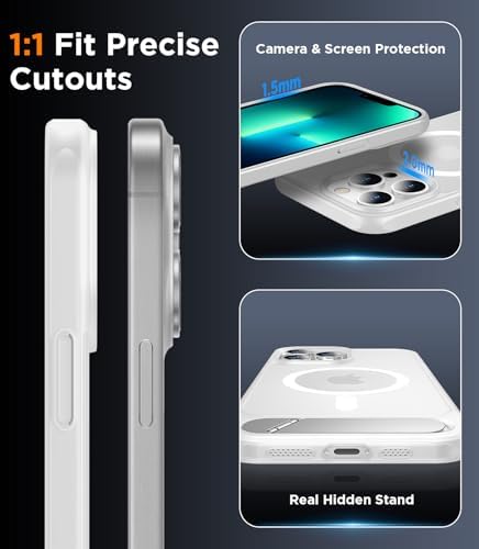 Temdan Magnetic Compatible with iPhone 13 Pro Max Case, [Built-in Invisible Kickstand][Compatible with MagSafe][Military Grade Shockproof] Slim Translucent Matte Phone Case for iPhone 13 Pro Max 6.7" - Image 6