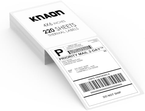 KNAON 4x6 Thermal Shipping Labels - 220 Pack Fanfold, Direct Thermal Labels by KNAON