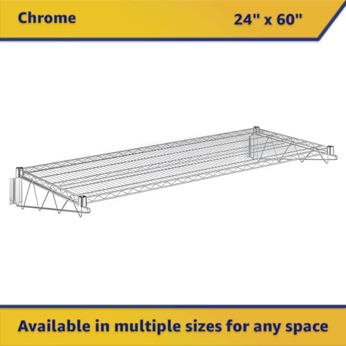 24" x 60" Wire Chrome Wall Mount Shelf, Commercial Fixed Wall Mount Rack, NSF, Metal Floating Shelving for Kitchen, Stock Rooms, Home and Hotel - Image 3