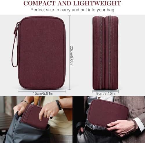 FYY Electronic Organizer, Travel Tech Pouch Bag, Large, Wine Red - Image 2