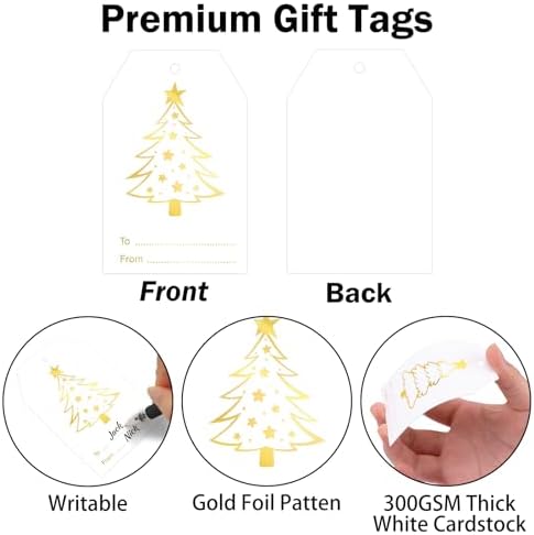 joycraft 60Pcs Christmas Name Gift Tags, 4 Styles Christmas Tree Tags - Image 3