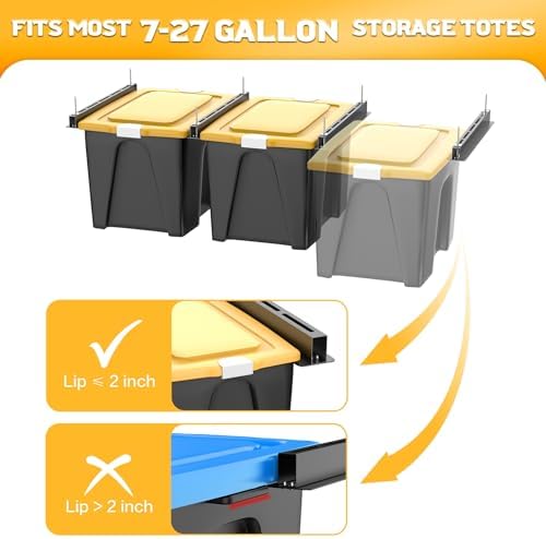 WALMANN Ceiling Tote Storage Rails, Heavy Duty Garage Ceiling Bin Rack - Image 3