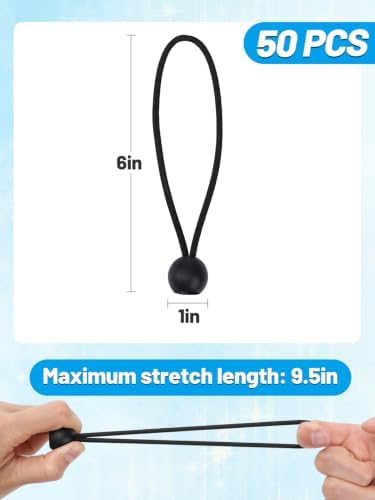 Aulock 50pcs 6in Heavy-Duty Bungee Cords with Balls for Tarp Shade Cloth - Image 5